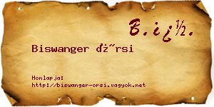 Biswanger Örsi névjegykártya